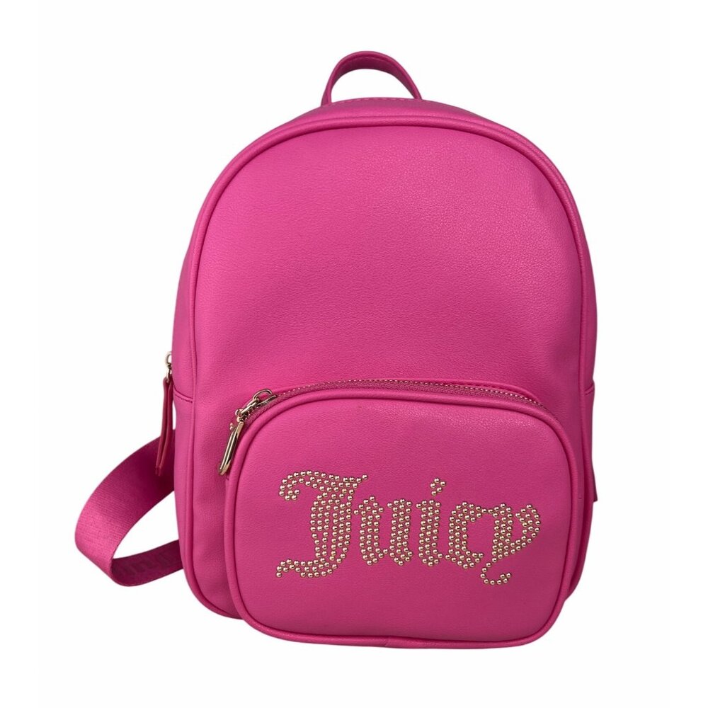 Juicy Couture Hot Pink Faux Leather Mini Backpack With Adjustable Logo Straps